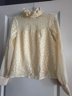 Tuckernuck Cream Rosalee Floral Lace Long Sleeve Blouse